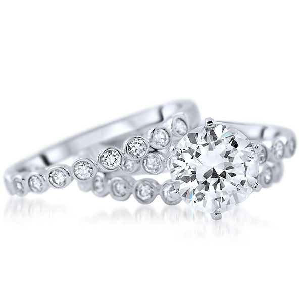 2.68 CTW Cubic Zirconia Solitaire Silver 3 Ring Set