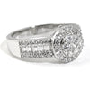2.45 CTW Cluster CZ Halo Ring With Baguette Accents