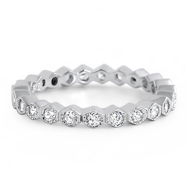 Silver Signity CZ Bezel Set Eternity Ring Stackable