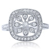 Sterling Silver Floral Design CZ Fashion Ring
