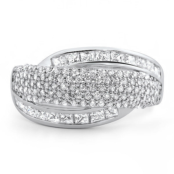 Signity CZ Pave Sterling Silver Fashion Ring