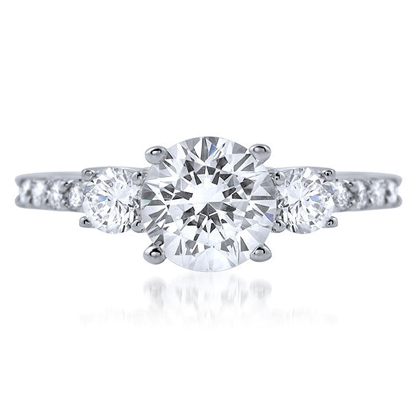 1.68 CTW Classic 3 Stone Silver CZ Engagement Ring