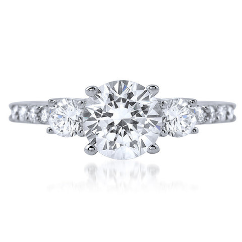 1.68 CTW Classic 3 Stone Silver CZ Engagement Ring