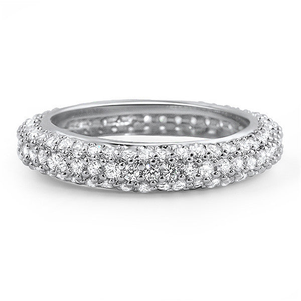 Silver Signity CZ Pave Rounded Eternity Ring