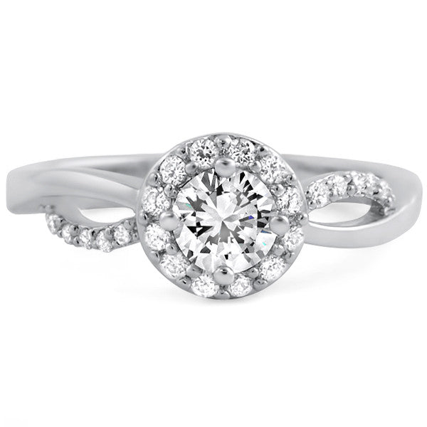 Sterling Silver Cubic Zirconia Halo Promise Ring