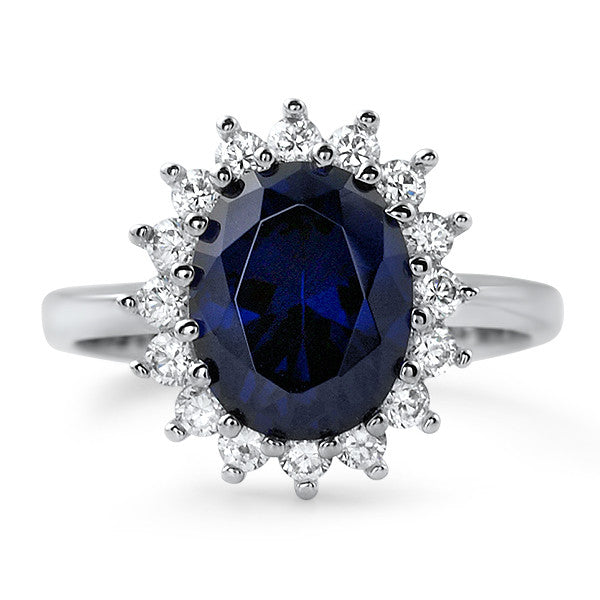 2.5 Carat Synthetic Sapphire Silver Ring