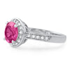 Pink CZ Halo Sterling Silver Fashion Ring