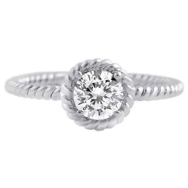 Silver Braided 0.50 Carat CZ Solitaire Ring