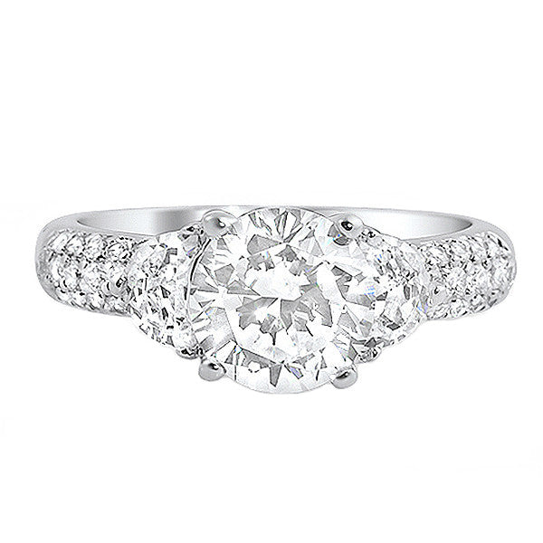 3 Carat Round and Half Moon CZ Engagement Ring