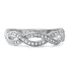 Micropave Sterling Silver CZ Woven Ring