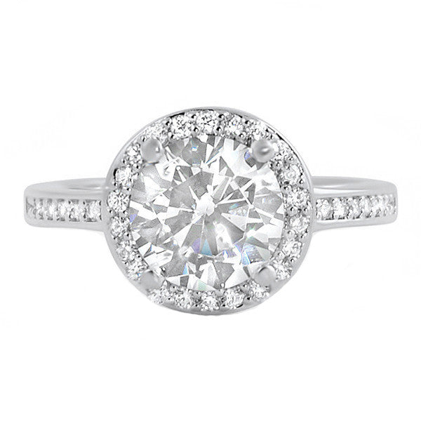2 Carat Silver 5A CZ Halo Engagement Ring