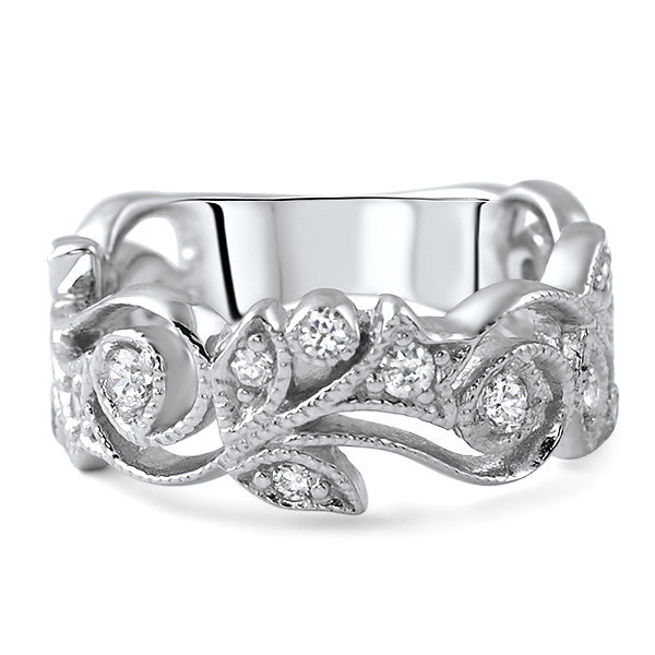 Sterling Silver CZ Fancy Floral Art Deco Ring